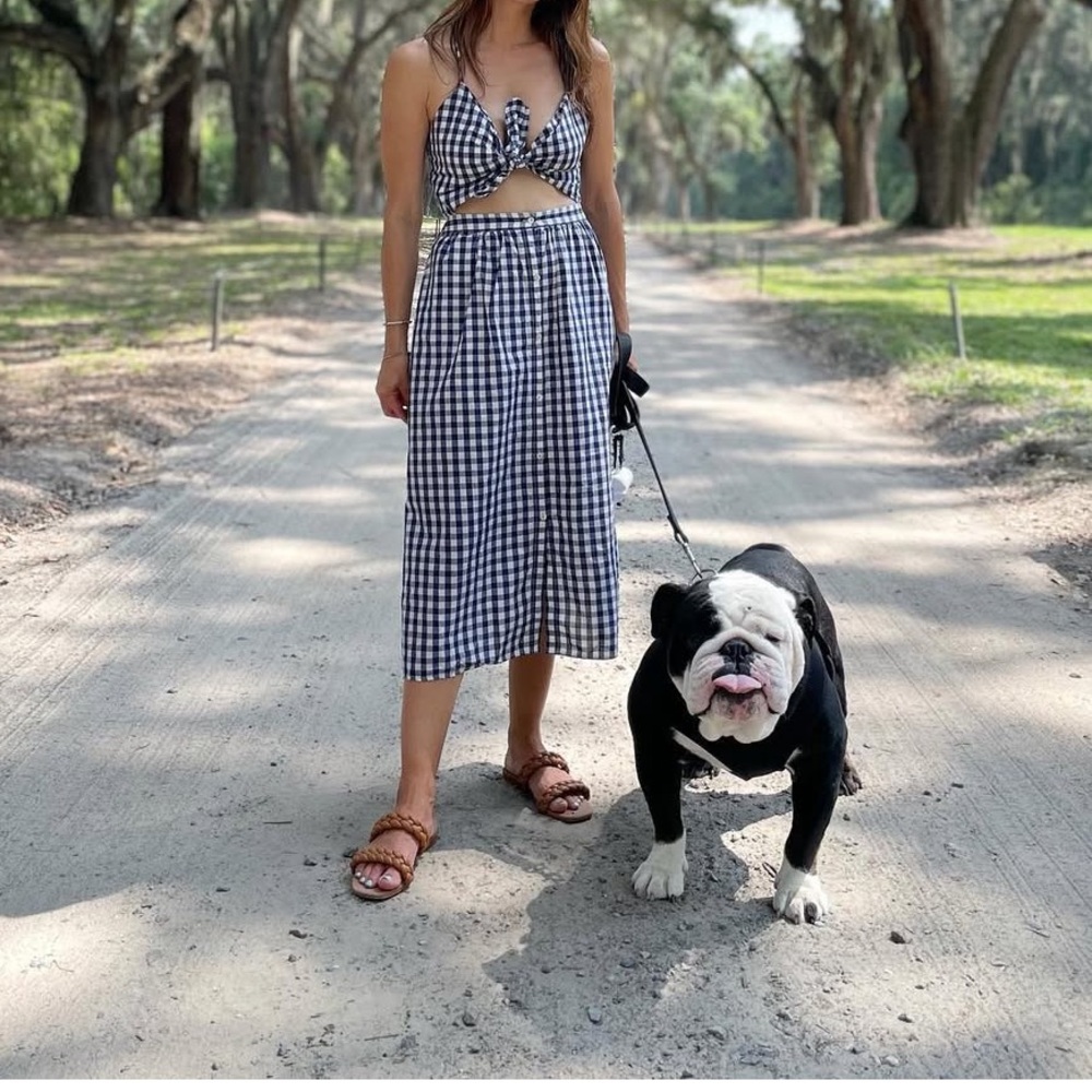 Classic Navy Blue and White Gingham dress